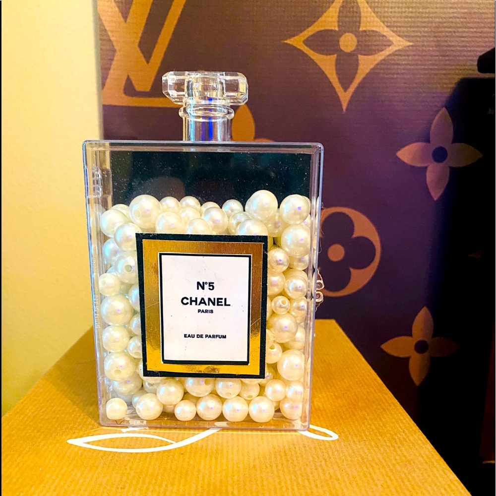 COPY - Decorative Chanel Bottle Filled with pearls. Price includes shipping.